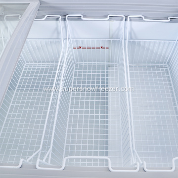 Glass top chest freezer for fish and seafood